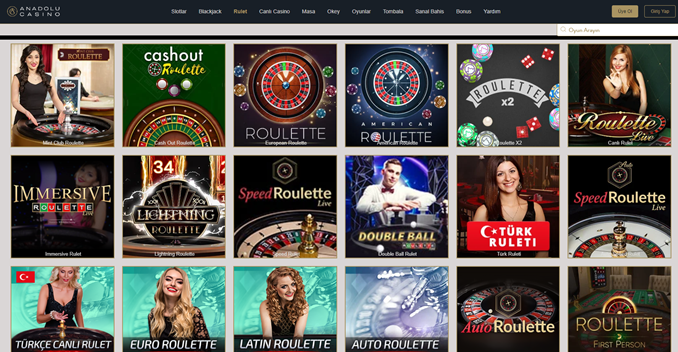 Anadolucasino rulet oyunları